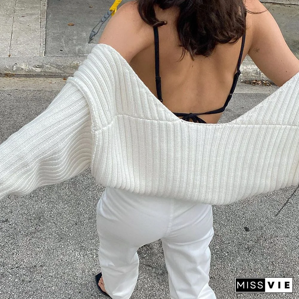 Knitted Cardigans Women Long Sleeve Crop Top Autumn Fashion Casual Sweater Sexy Streetwear Outerwear Female Sweater