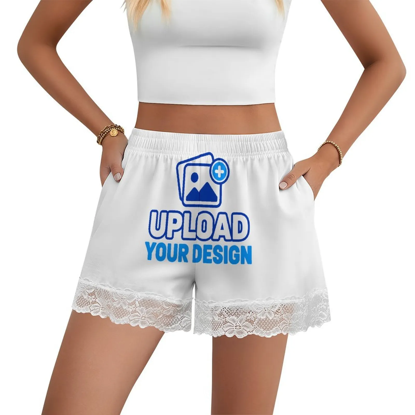 Custom Lace-Trim Short Pajama Shorts product image 8