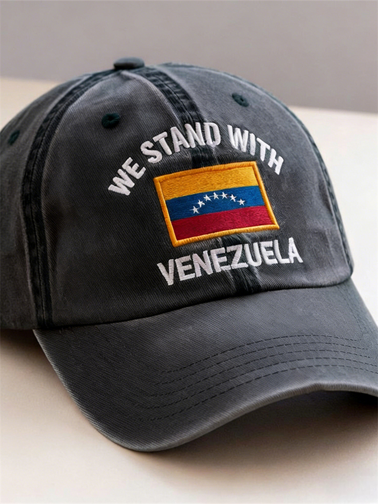 We Stand With Venezuela Flag Washed Cap artswardrobe