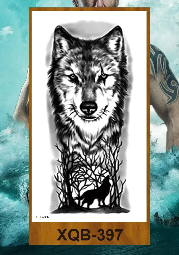 Temporary Tattoo Stickers Feather Totem Tiger Wolf Lion King Cheetah Men Women Adults Girl Flower Arm Body Fake Tatoo Waterproof
