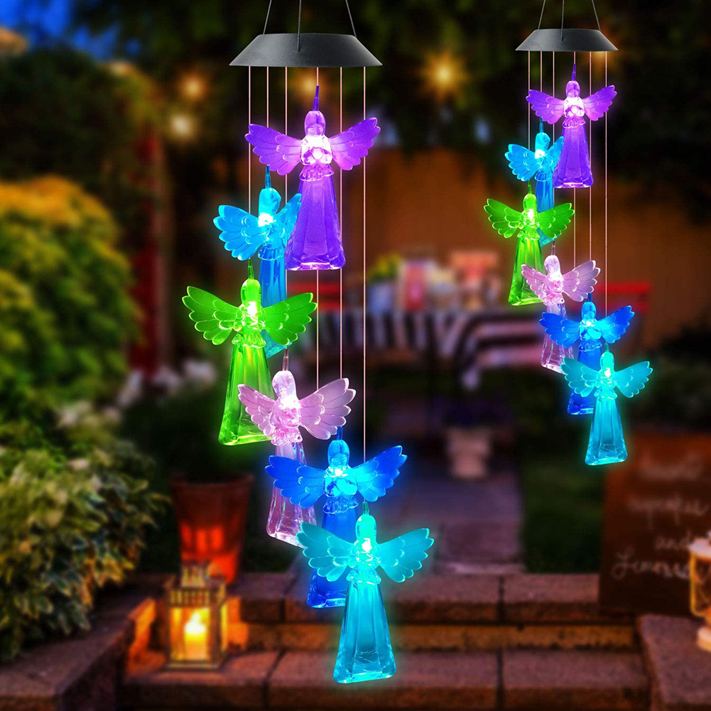 

Solar Wind Chime Lamps Color Changing Angels Pendant Lights Garden Decor, 501 Original