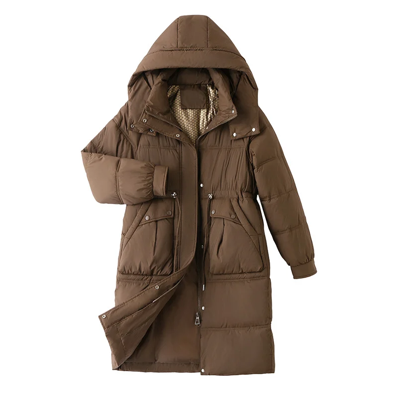 Toloer Winter New Hooded Cotton-Padded Suit Korean Version Of The Large Size Long Loose Over The Knee Thick Padded Clothes Bread Coat-Outfit Ideas