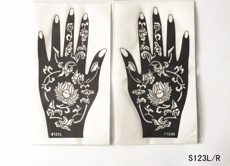 2Pcs/Set Temporary Tattoo stencil 25 designs Body Art Men Women Indian Henna pattern Beauty Waterproof Fake Arm Hand Reuse tatoo