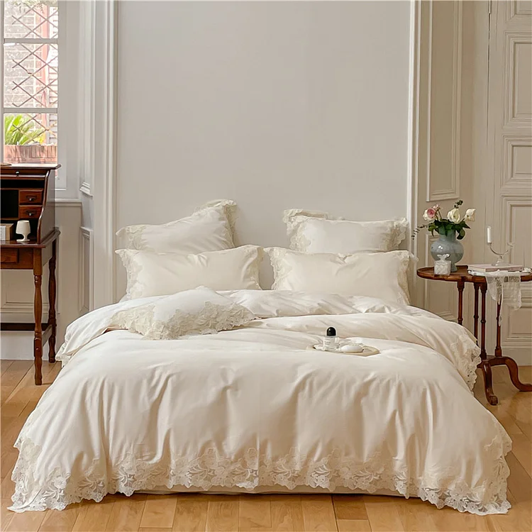 Bedding long-staple Cotton French lace Duvet cover Sheet and pillowcase(s)