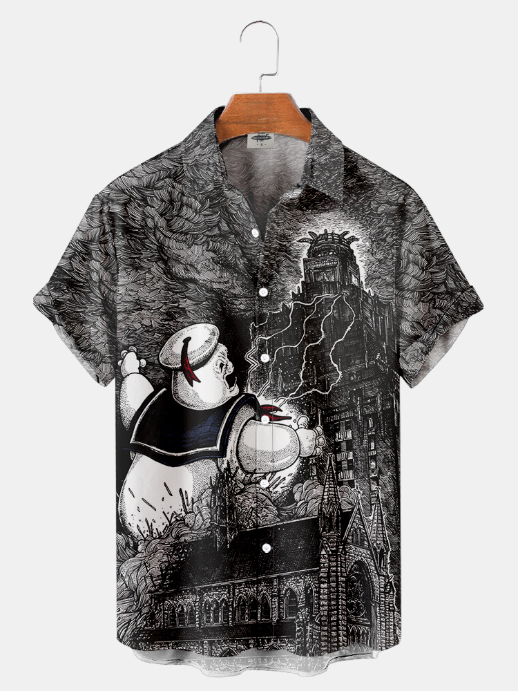 Men'S Classic Monster Movie Printed Shirt PLUSCLOTHESMAN