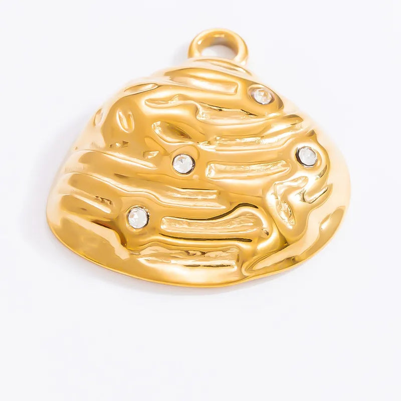 1 Piece 28.4*36.1mm 304 Stainless Steel Zircon 18K Gold Plated Starfish Crab Shell Polished Pendant Jewelry Accessories