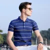 Top Grade New Summer Brand Mens Striped Turn Down Collar Polo Shirts