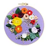 (Multi-Style) Flower-DIY Embroidery Kit with Pattern Cotton Threads Needles Hoop 30*30cm/11.81*11.81in