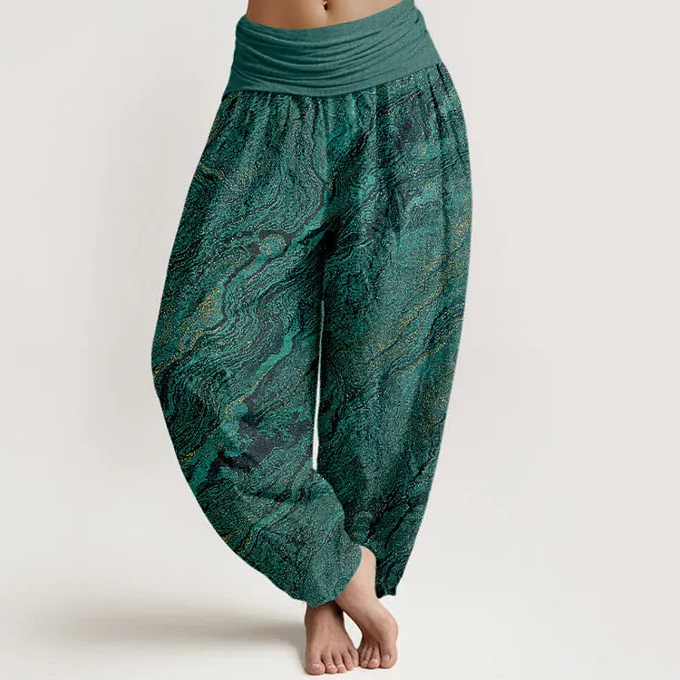 Ripple High Elastic Waistband Women's Harem Pure Cotton Pants
