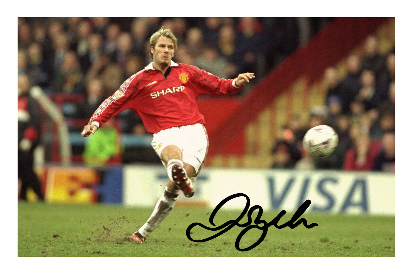 David Beckham Signed A4 Autograph Photo Poster painting Print Manchester United Football FC