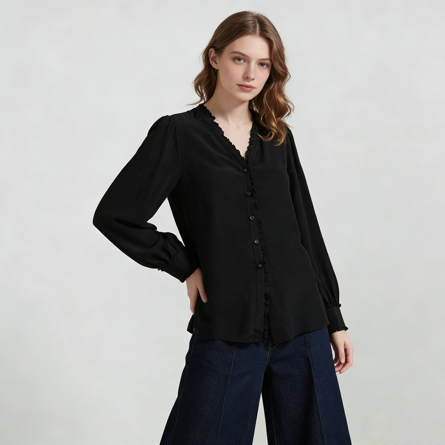 100% Mulberry Silk Shirt Lightweight V-Neck REAL SILK LIFE