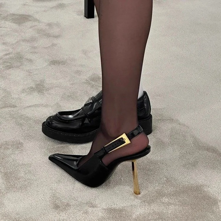 Yyvonne Summer New Light Mouth Heel High Heels Women Feel Small Square Head Black Sandals Women Shoes