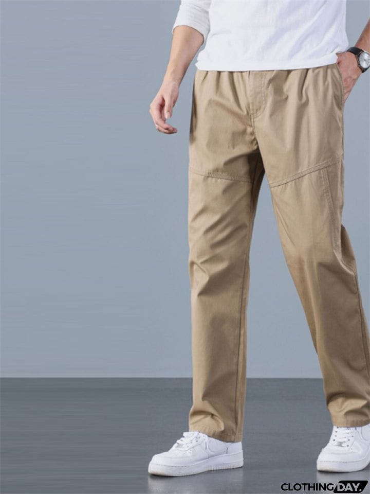 Sporty Hard-wearing Plus Size Men's Plain Cargo Pants