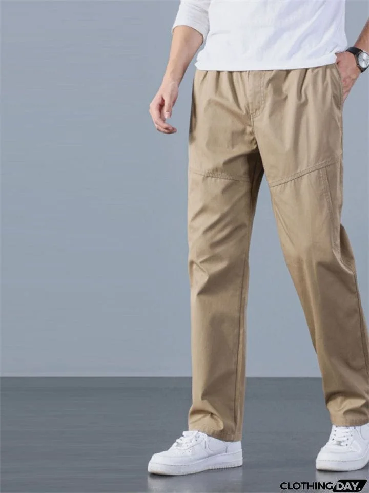 Sporty Hard-wearing Plus Size Men's Plain Cargo Pants