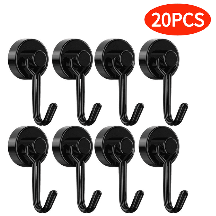 20PCS Extra-Strong Magnetic Hook,Magnetic Grill Hooks for Home Kitchen Bedroom Office Black