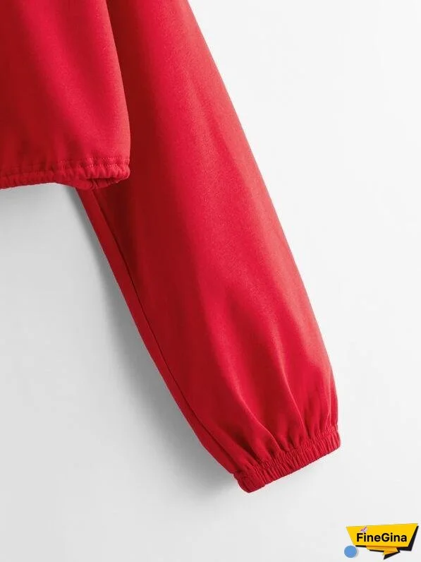 Drop Shoulder Drawstring Hem Pullover