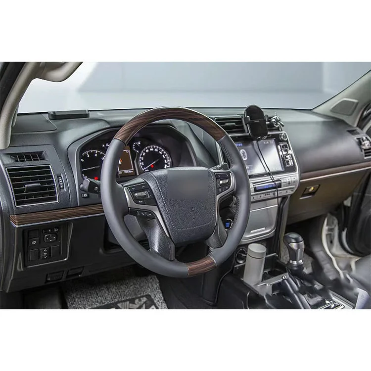New Design Custom Hand-Stitched Black Leather Carbon OEM Carbon Fiber  Steering Wood grain Wheel For Toyota Land Cruiser ITN Auto