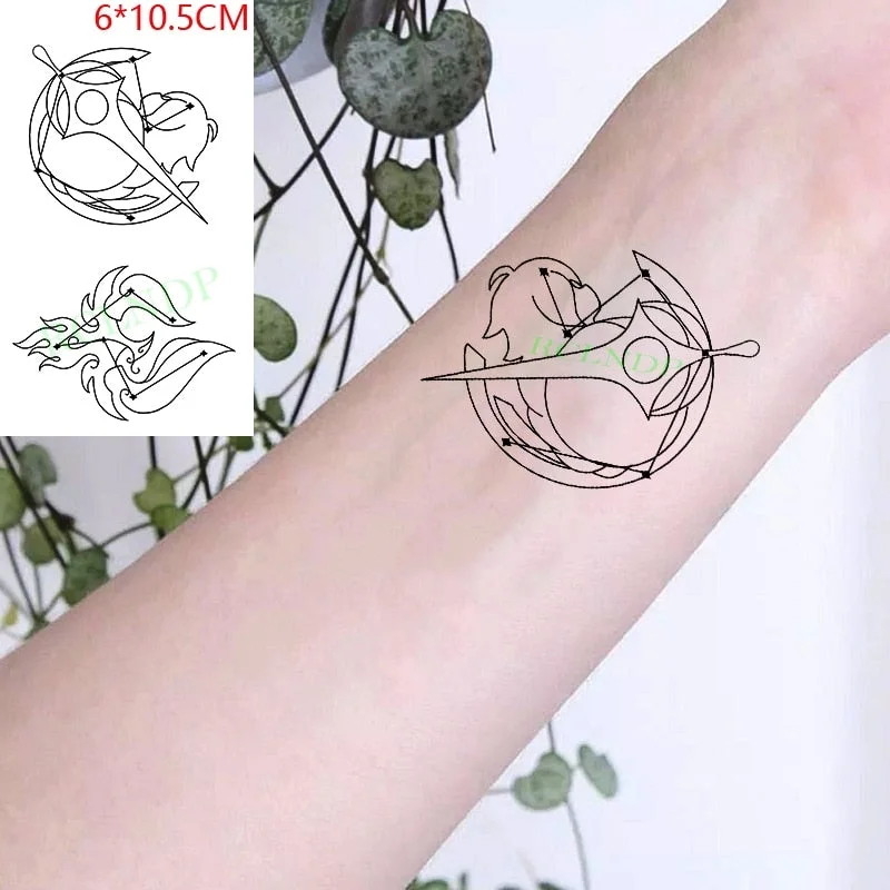 Waterproof Temporary Tattoo Sticker Flame Pattern Line Drawing Fire Element Fake Tatto Flash Tatoo Small Art for Kids Men Women