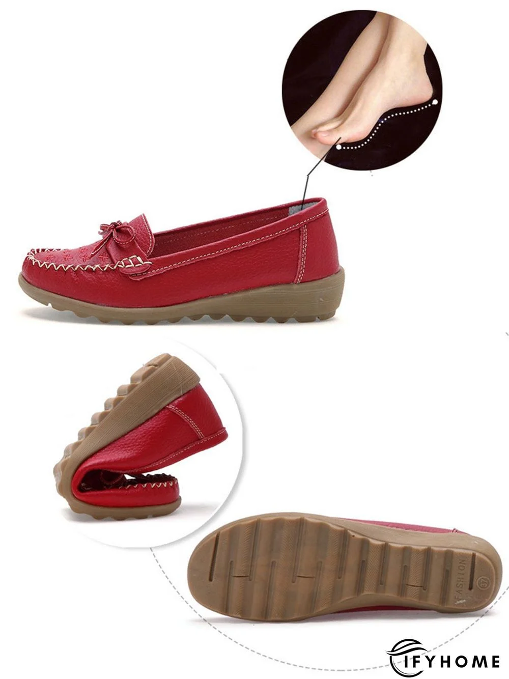 Bow Decor Moccasin Comfy Sole Flat Peas Shoes | IFYHOME