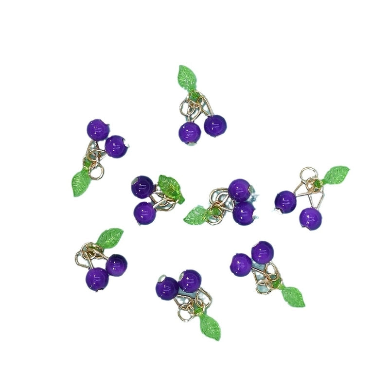 20 Pieces 5 PCS/Package 10 * 15mm Glass Iron Cherry Pendant Jewelry Accessories