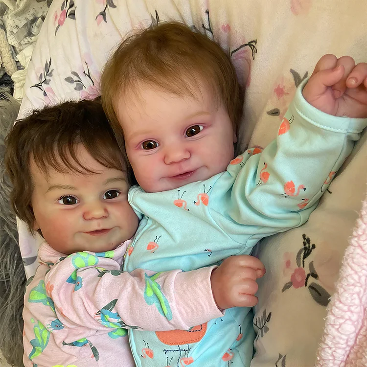  20"Handmade Lifelike Naive and Innocent The Smiling Reborn Twin Baby Sisters Mata and Aria Toddler Girl - Reborndollsshop®-Reborndollsshop®