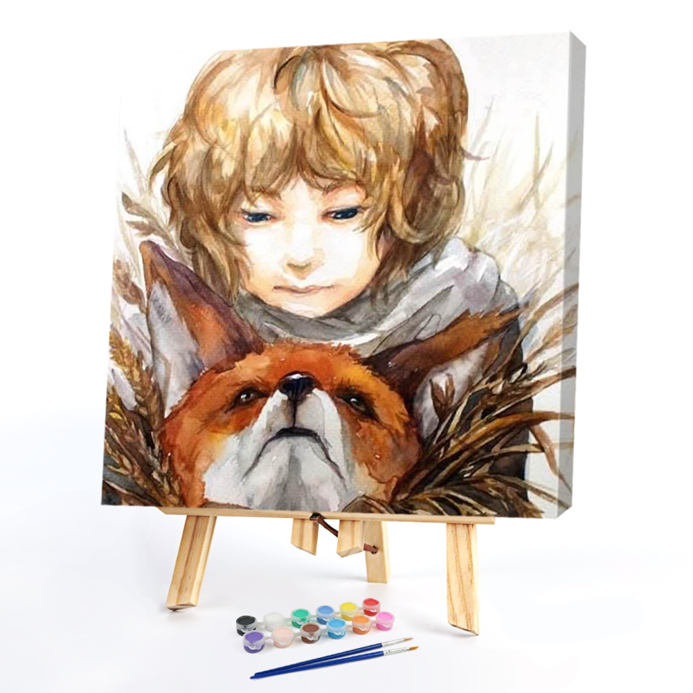 

20*20CM - Paint By Numbers - Boy and Fox, 501 Original