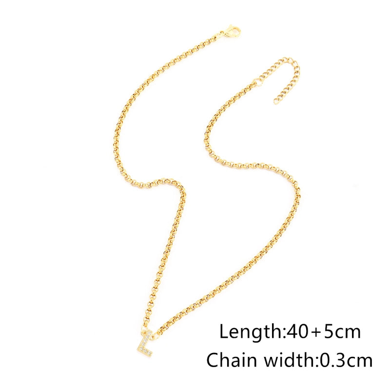 Minimalist Classic Style Letter 201 Stainless Steel Copper Zircon Women’s Pendant Necklace Men Pendant Necklaces
