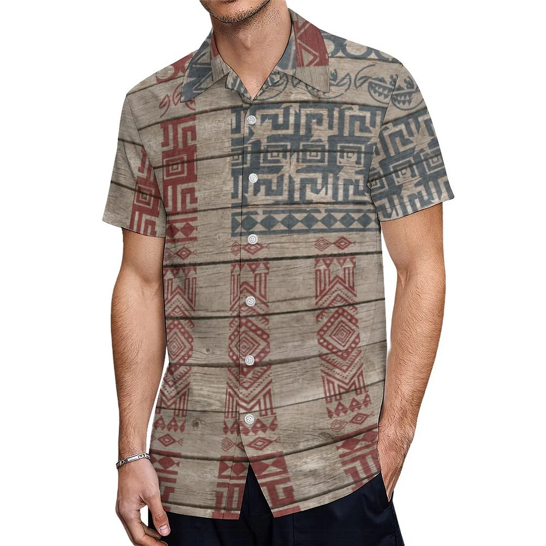 Cool Trendy America Flag Aztec Tribal Hawaiian Shirt Mens Button Down Plus Size Tropical Hawaii Beach Shirts