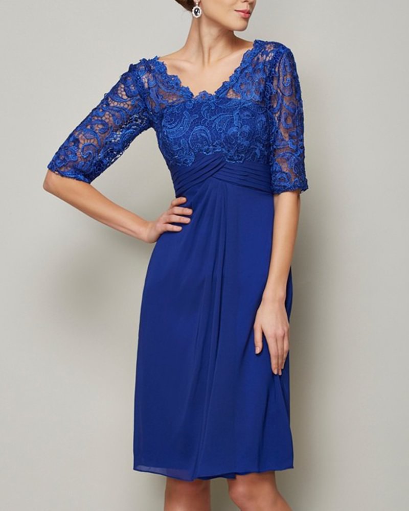 ELEGANT LACE CHIFFON JACQUARD MIDI DRESS
