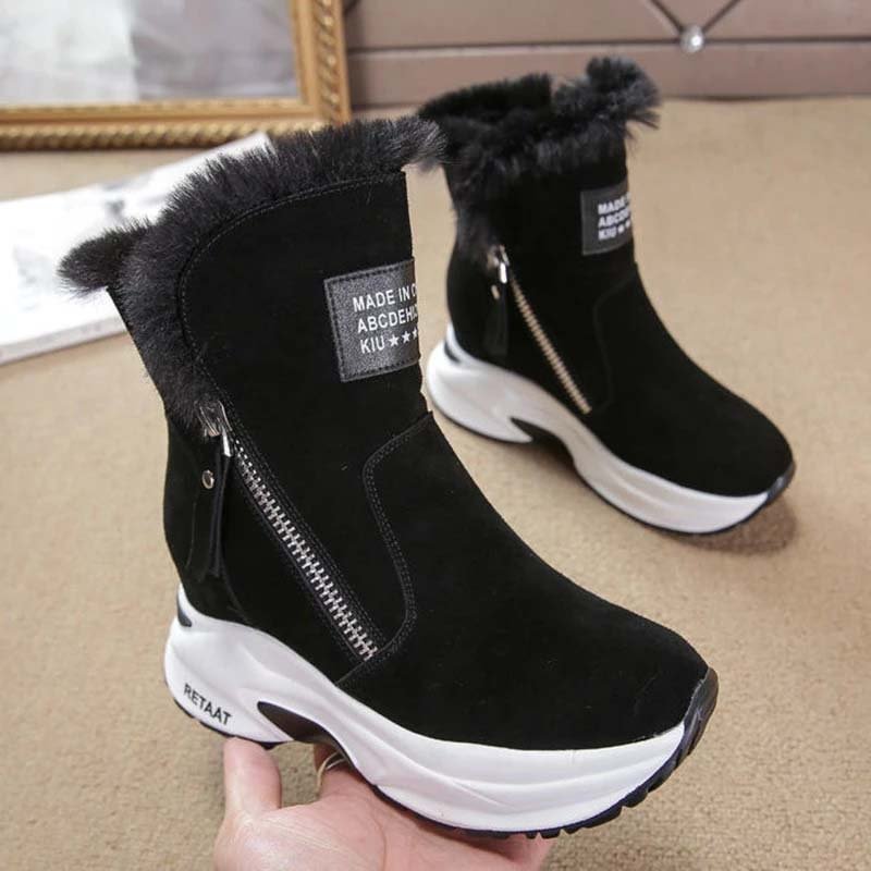 Letclo™ 2021 Winter Woman Wedges  Thick-soled Plus Velvet Thick Warm Mid Calf Short Boots letclo Letclo