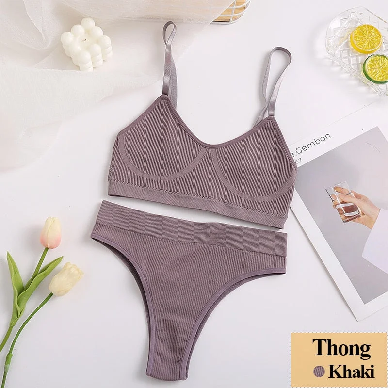 New Women Bra Panties Set Sexy Push Up Bralette Female Fitness Seamless Underwear Sports Lingerie Brassiere Girls Tank Crop Top