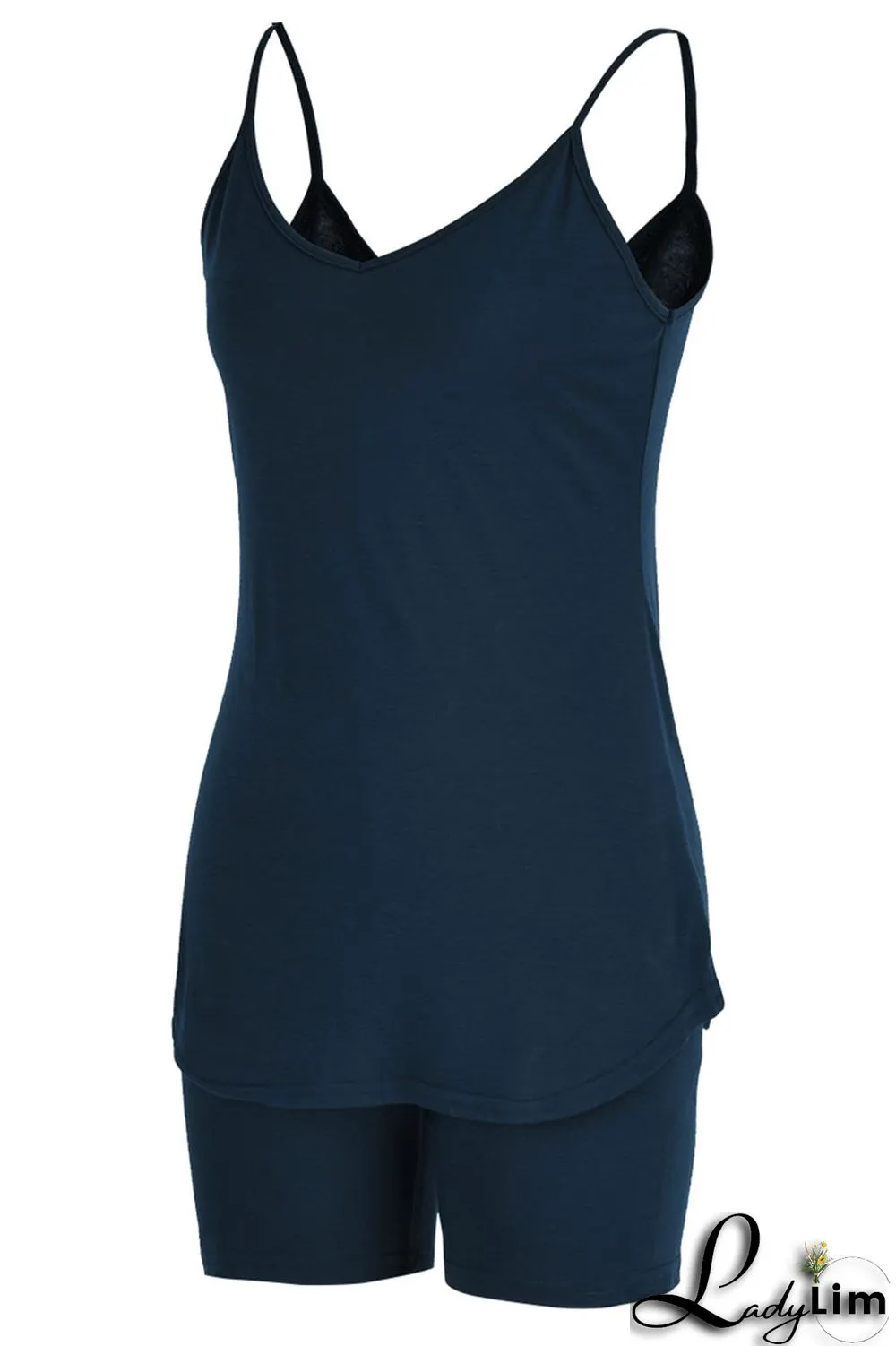 Purple Casual Solid Patchwork Spaghetti Strap Sleeveless Two Pieces