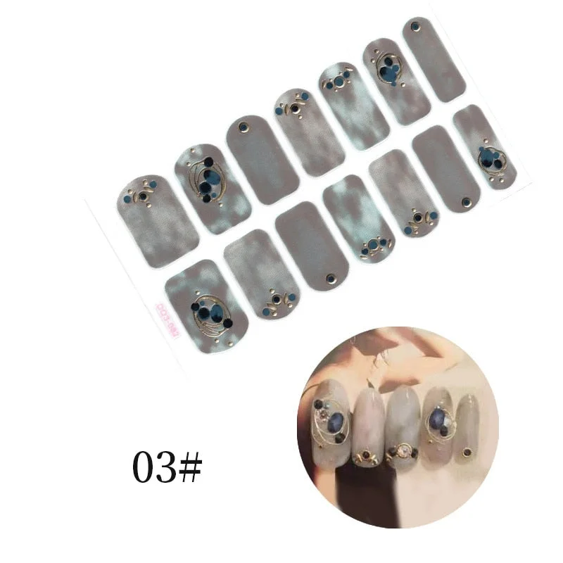 New Designs Full Cover Nail Stickers Fashion Flowers Nail Sticker Set Self Adhesive Manicure Decoracion Nail Strips-Nail Inspo