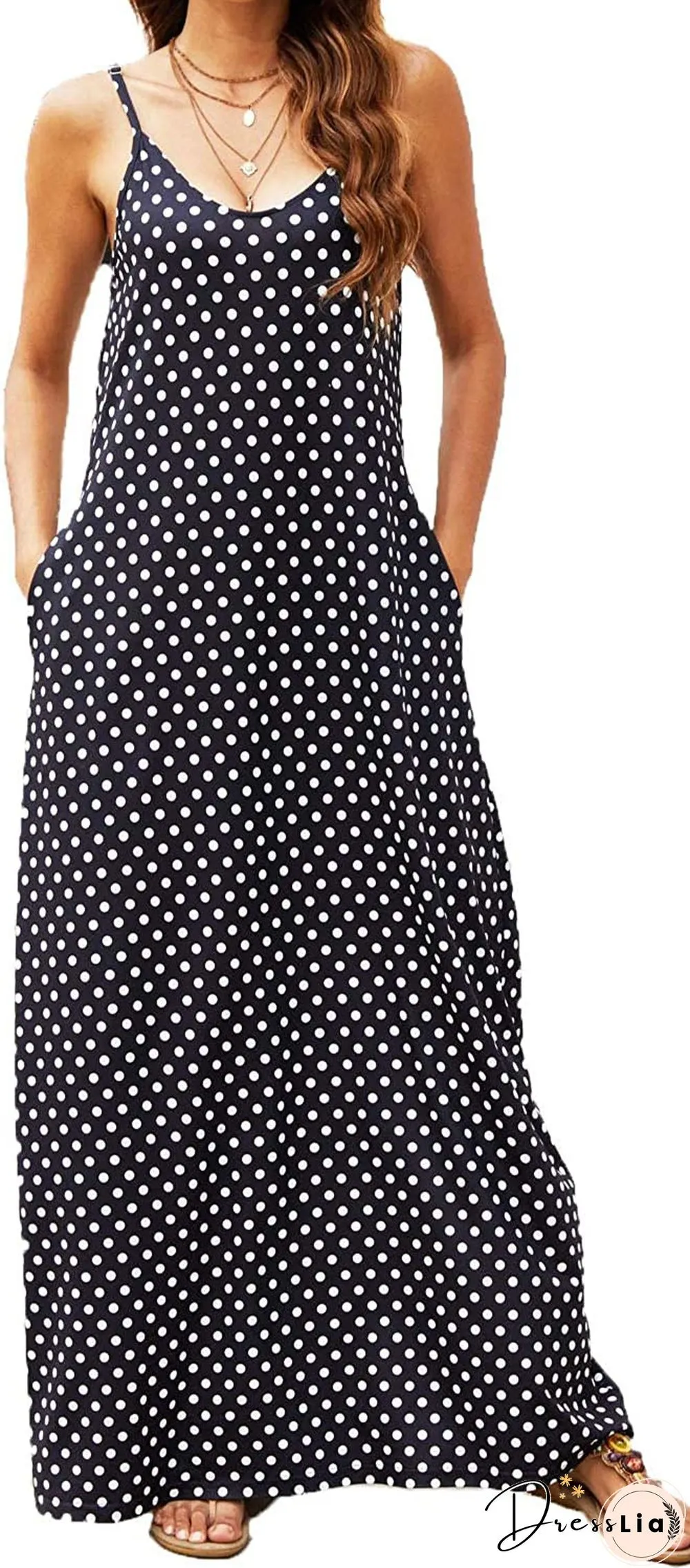 Printed Suspender Dress Beach Dress Black Dresses