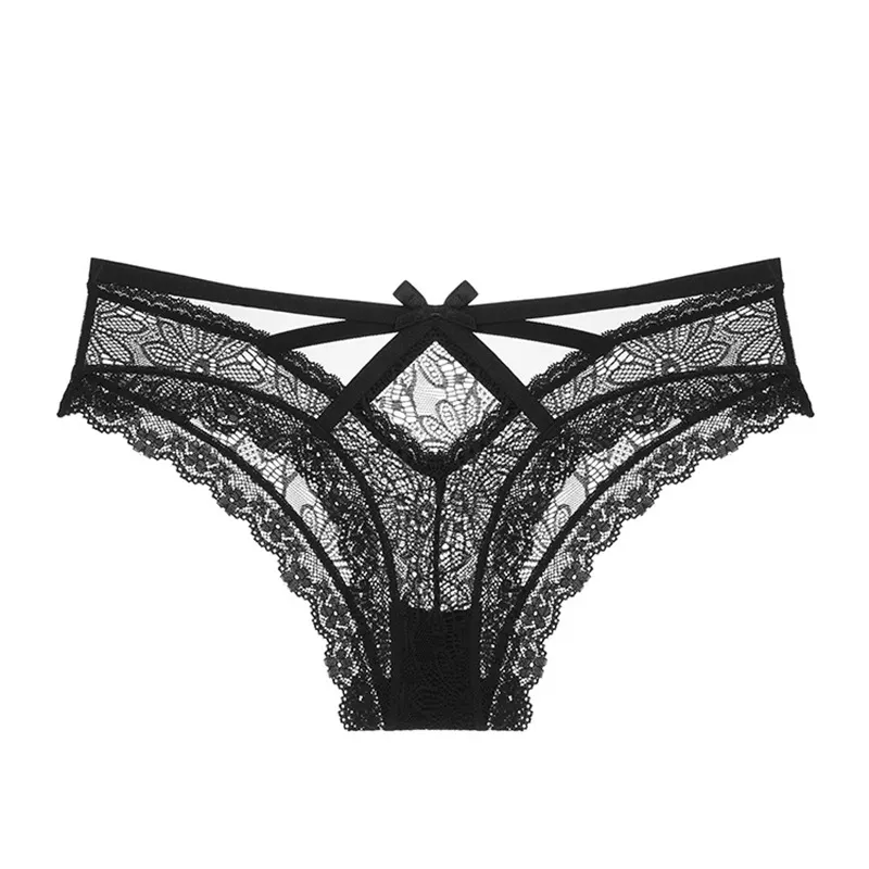 Churchf Crotch Breathable Cotton Lace Underwear Large Size Lady Sexy Multi-Colored Bows Pants Transparent Seduction
