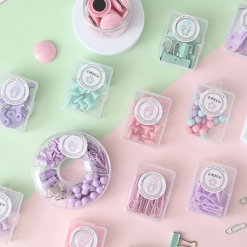 Macaron Office Supplies Long Tail Clip Stapler Clip Binding Combination