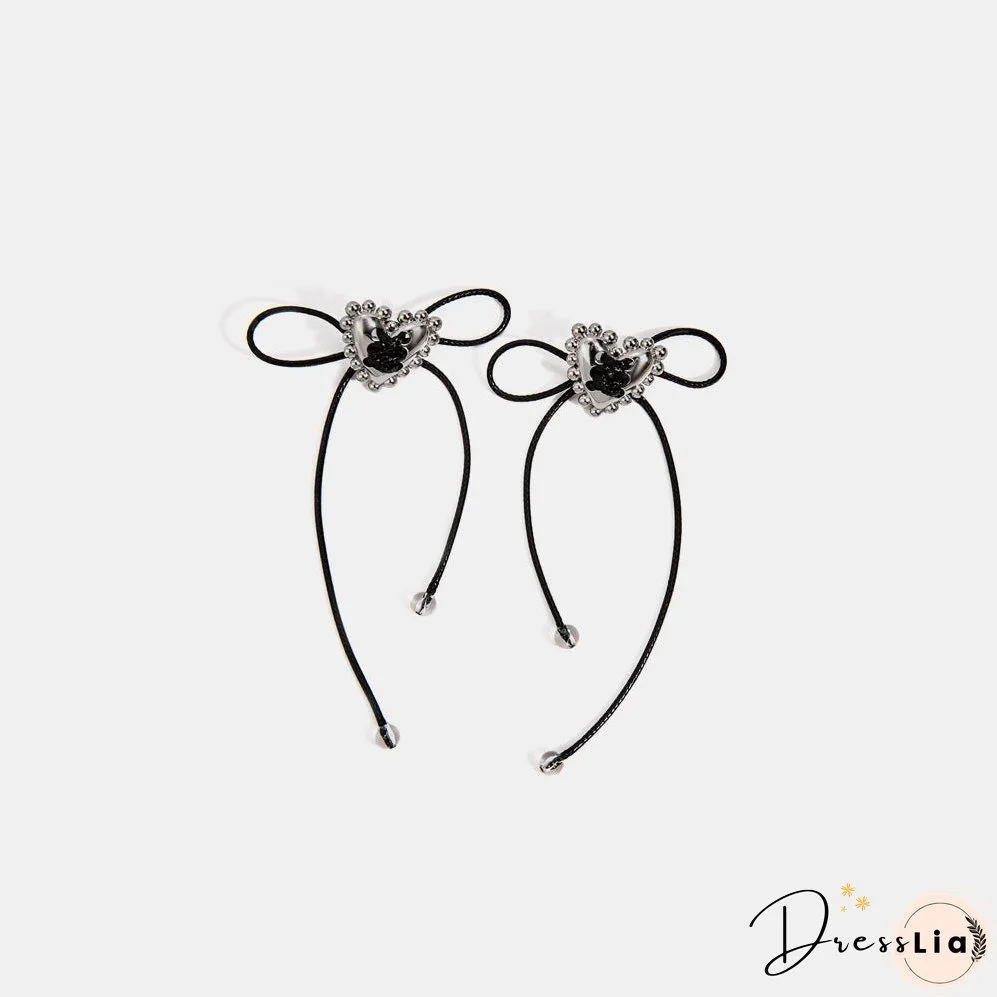 Stainless Steel Wax Rope Heart Earrings