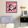 Valentinstag Herz Kätzchen - runder Bohrer Diamantmalerei - 30*30cm