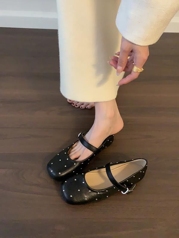 Shoes Woman Flats Round Toe Soft Modis Shallow Mouth Dress 2025 Retro Summer New Mary Janes Shallow Mouth Korean Shoes Round Toe