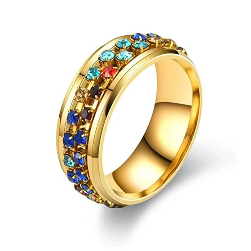 Minimalist Geometric 304 Stainless Steel Inlay Zircon Unisex Rings