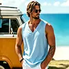 Linen V-Neck Sleeveless Tank Linen Top For Men Lightweight Breathable Summer Casual Wear by Inlyline