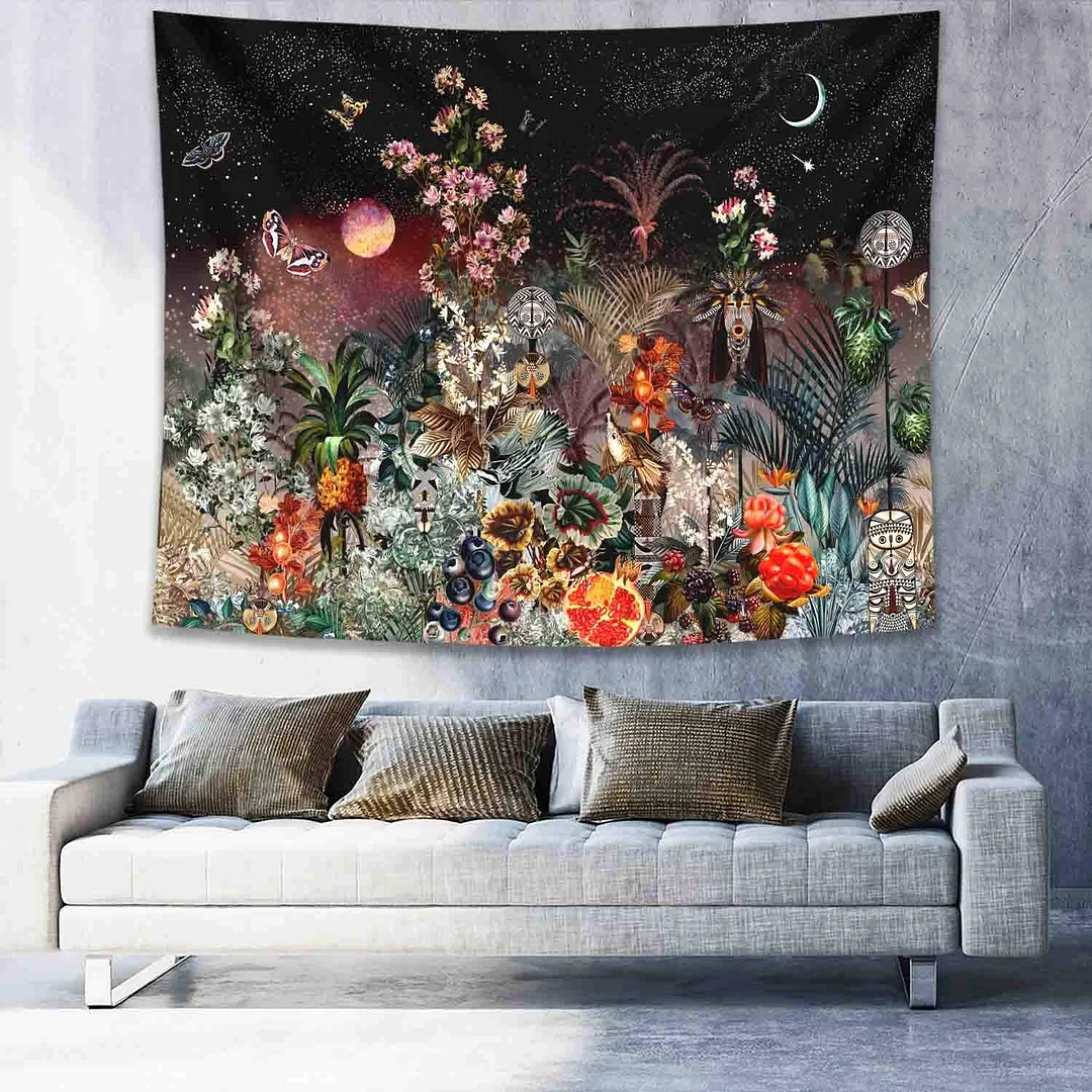 Psychedelic Moon Tapestry Starry Wall Hanging Room Flower Wall Carpets Dorm Decor Starry Sky Carpet Art Home Decoration