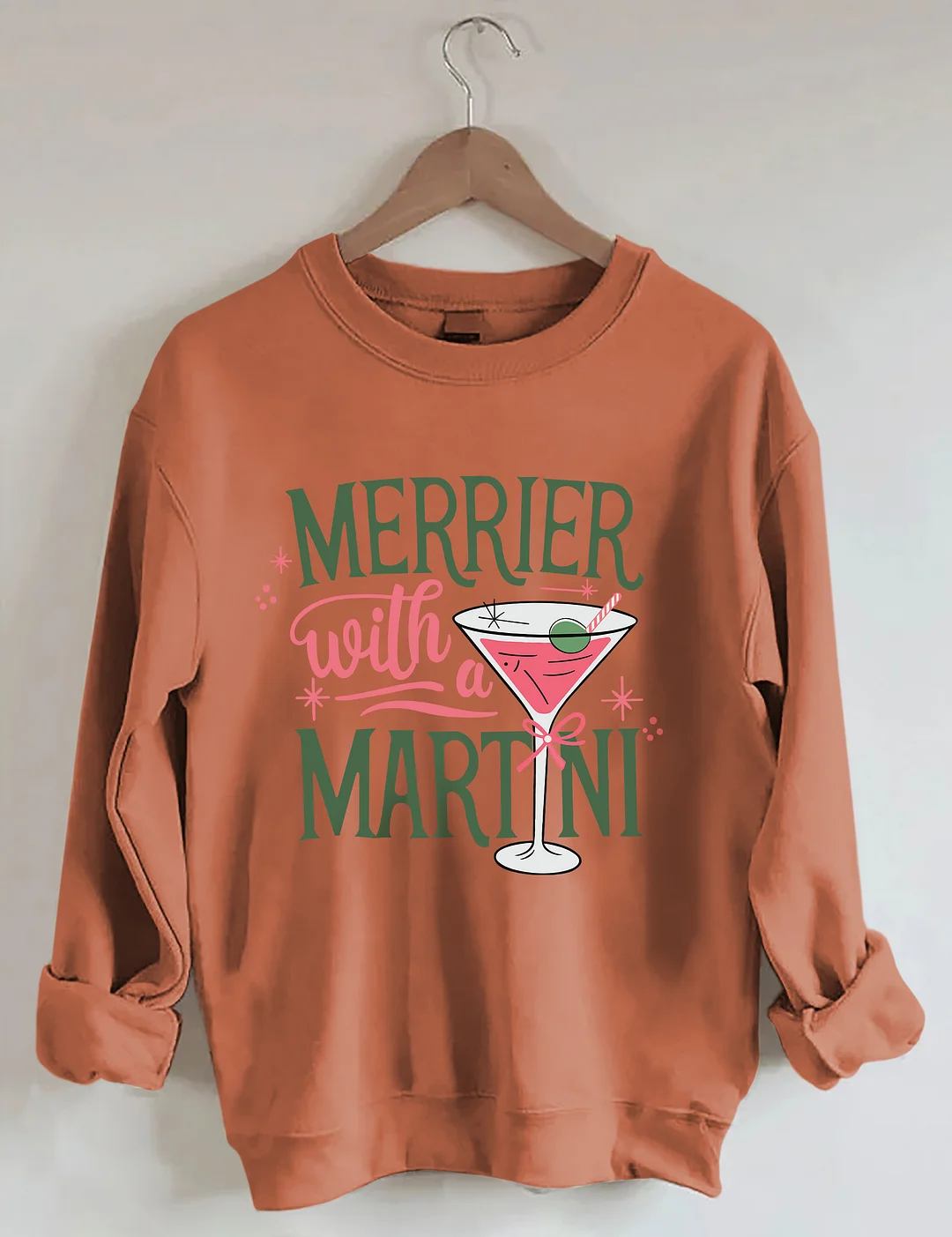 Merrier With A Martini Retro Christmas Sweatshirt