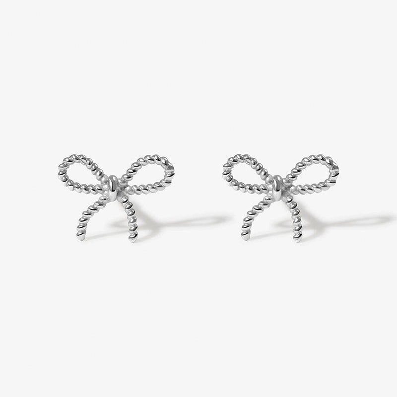 1 Pair 925 Sterling Silver 925 Sterling Silver Earrings Bow Knot Ear Studs