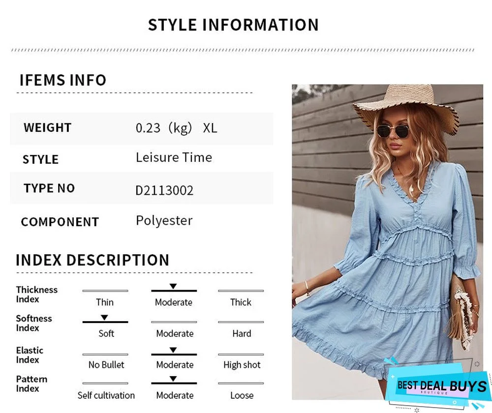 V-Neck Sexy Dress Casual Holiday Style