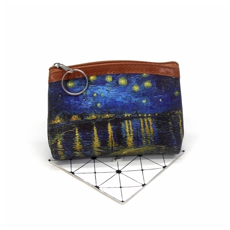 Women’s Oil Painting Pu Leather Zipper Coin Purses