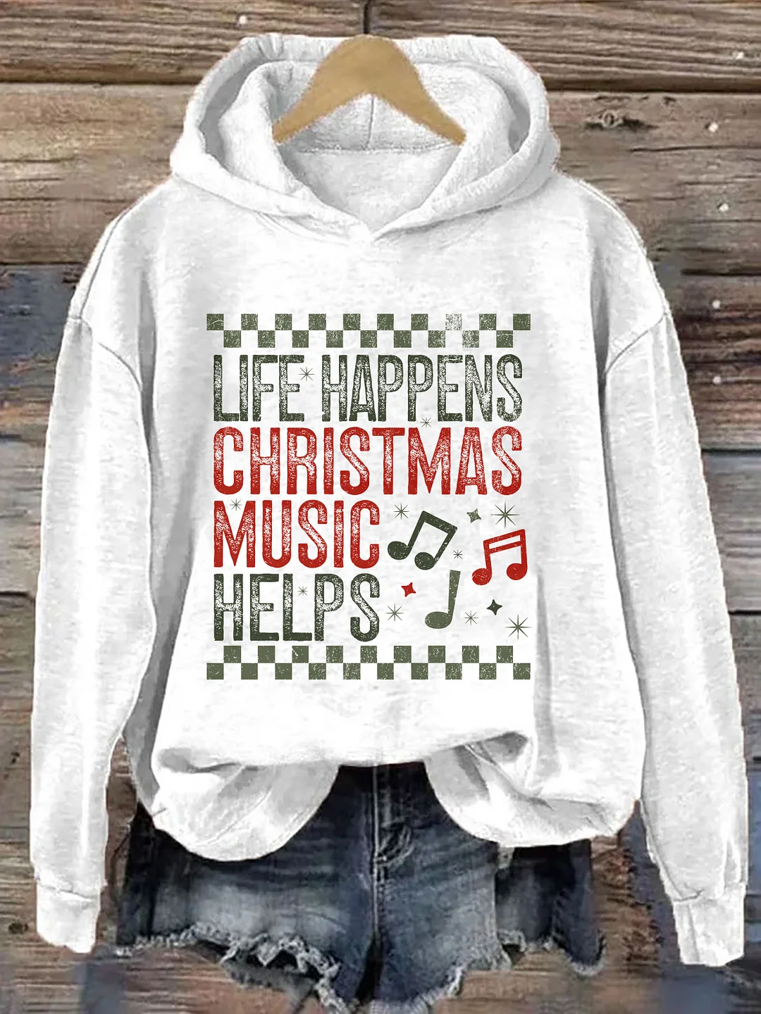 Life Happens Christmas Music Helps Hoodie