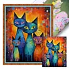 Abstract Cat Painting-11CT Stamped Cross Stitch 40*50cm/15.75*19.69in