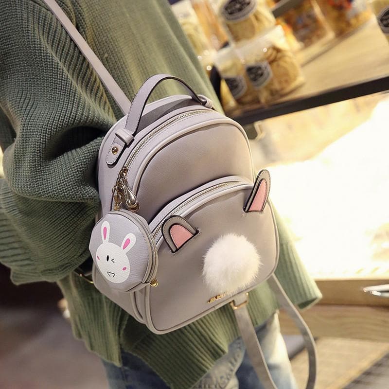 Grey/Black Fluffy Bunny Backpack SP1710032