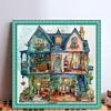 Blue Flower House-14CT Stamped Cross Stitch 50*50cm/19.69*19.69in